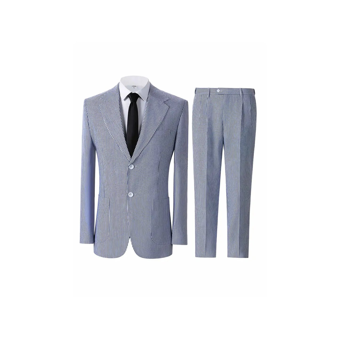 Menswear Men's 2-Piece Bubble Gauze Summer Slim Fit Outfits Suit