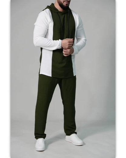 Minimalist Two-Tone Hooded Tracksuit for Men