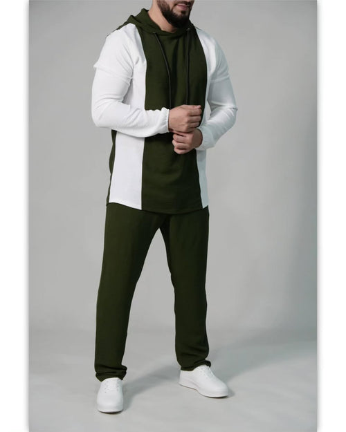 Minimalist Two-Tone Hooded Tracksuit for Men