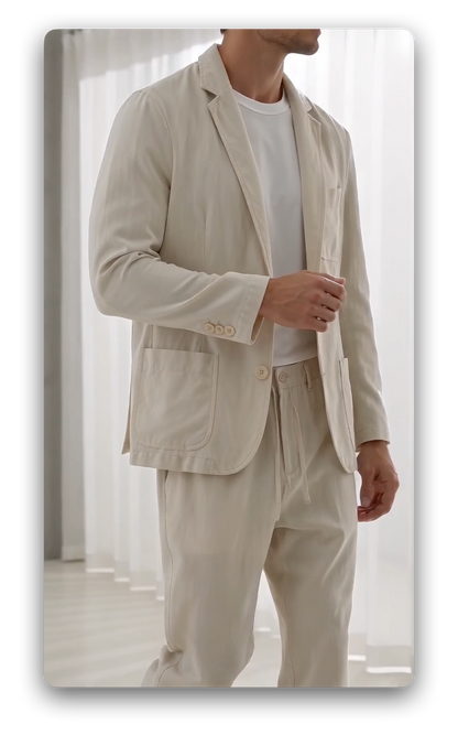 Men’s Quiet Luxury Linen Casual Suit Set
