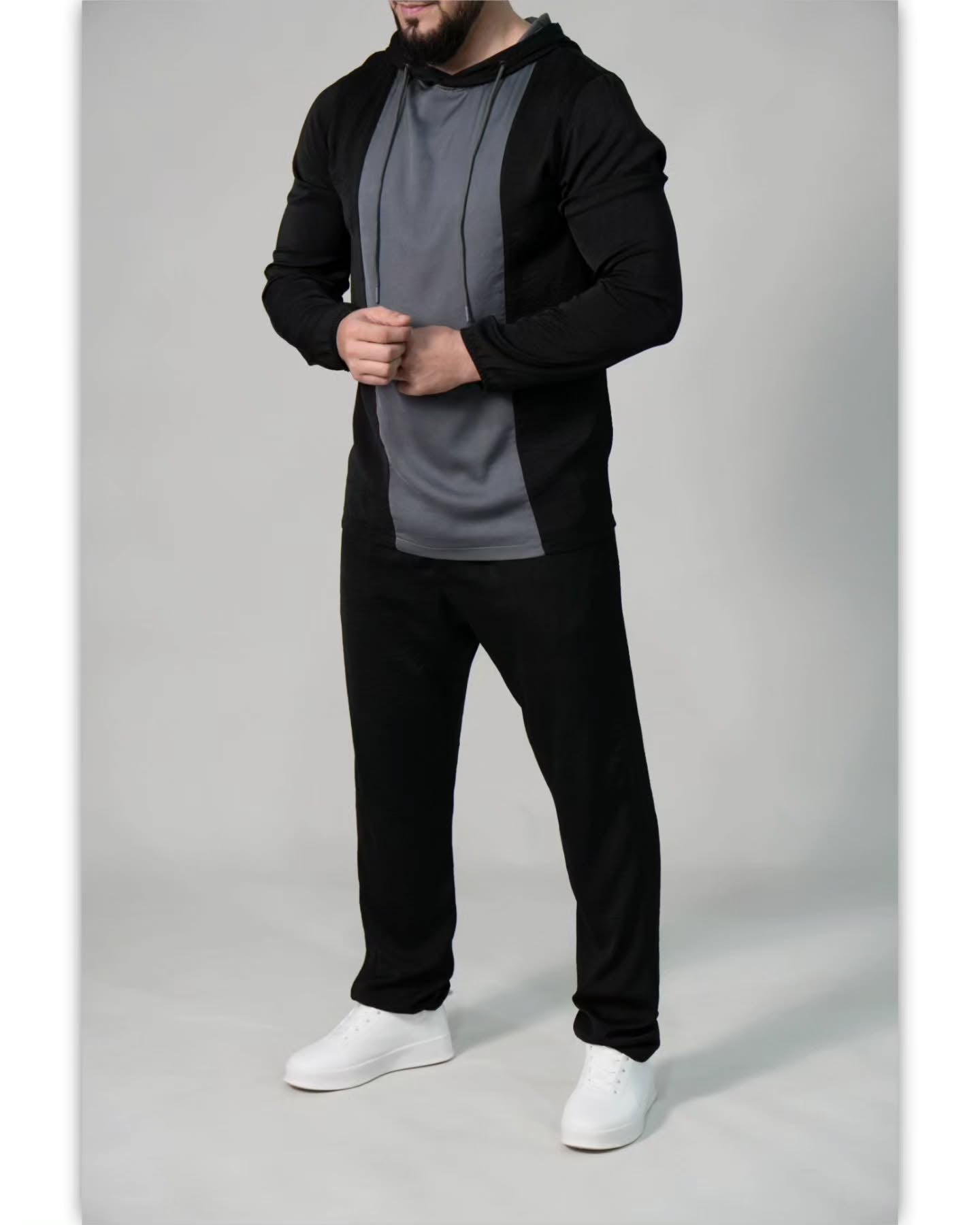 Minimalist Two-Tone Hooded Tracksuit for Men