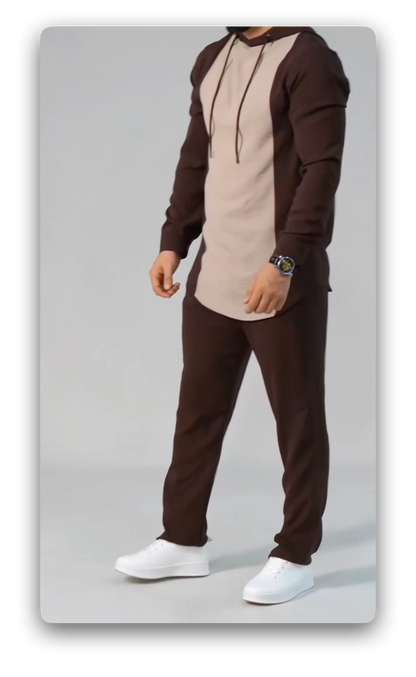 Minimalist Two-Tone Hooded Tracksuit for Men