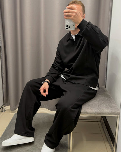 Premium Heavyweight Polo & Wide-Leg Pants