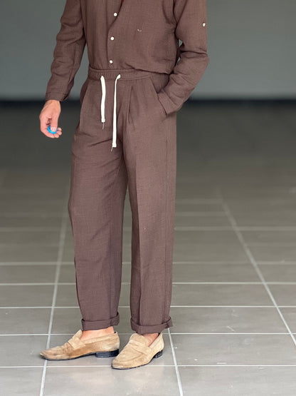 Men's Lightweight Linen Blend V-Neck Set
