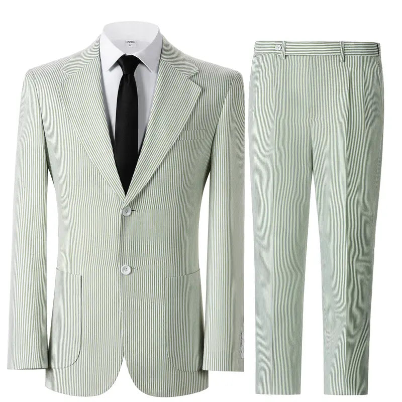 Menswear Men's 2-Piece Bubble Gauze Summer Slim Fit Outfits Suit
