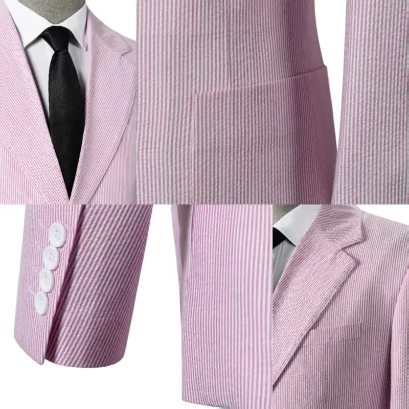 Menswear Men's 2-Piece Bubble Gauze Summer Slim Fit Outfits Suit