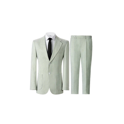 Menswear Men's 2-Piece Bubble Gauze Summer Slim Fit Outfits Suit