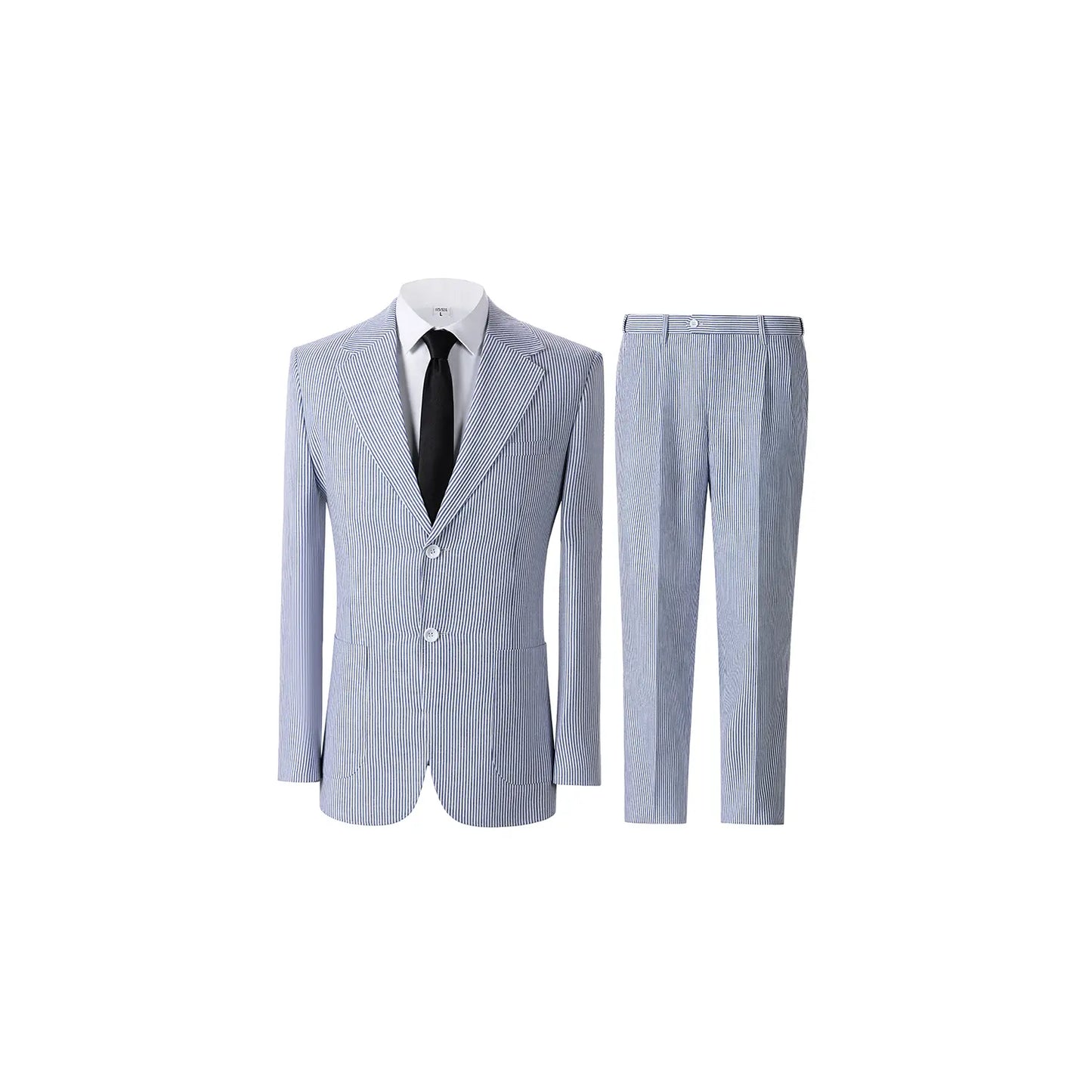 Menswear Men's 2-Piece Bubble Gauze Summer Slim Fit Outfits Suit
