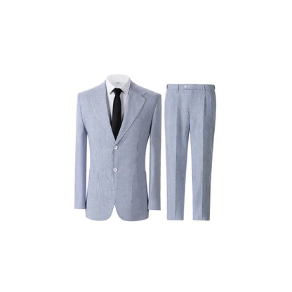 Menswear Men's 2-Piece Bubble Gauze Summer Slim Fit Outfits Suit