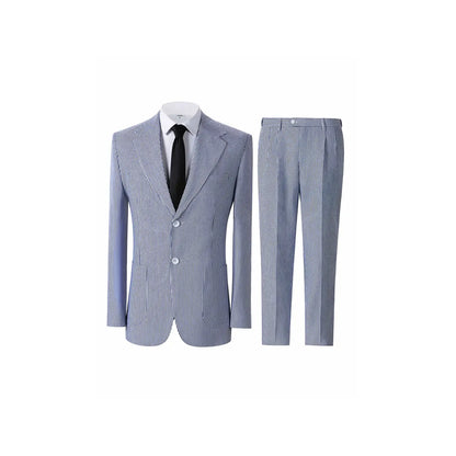Menswear Men's 2-Piece Bubble Gauze Summer Slim Fit Outfits Suit