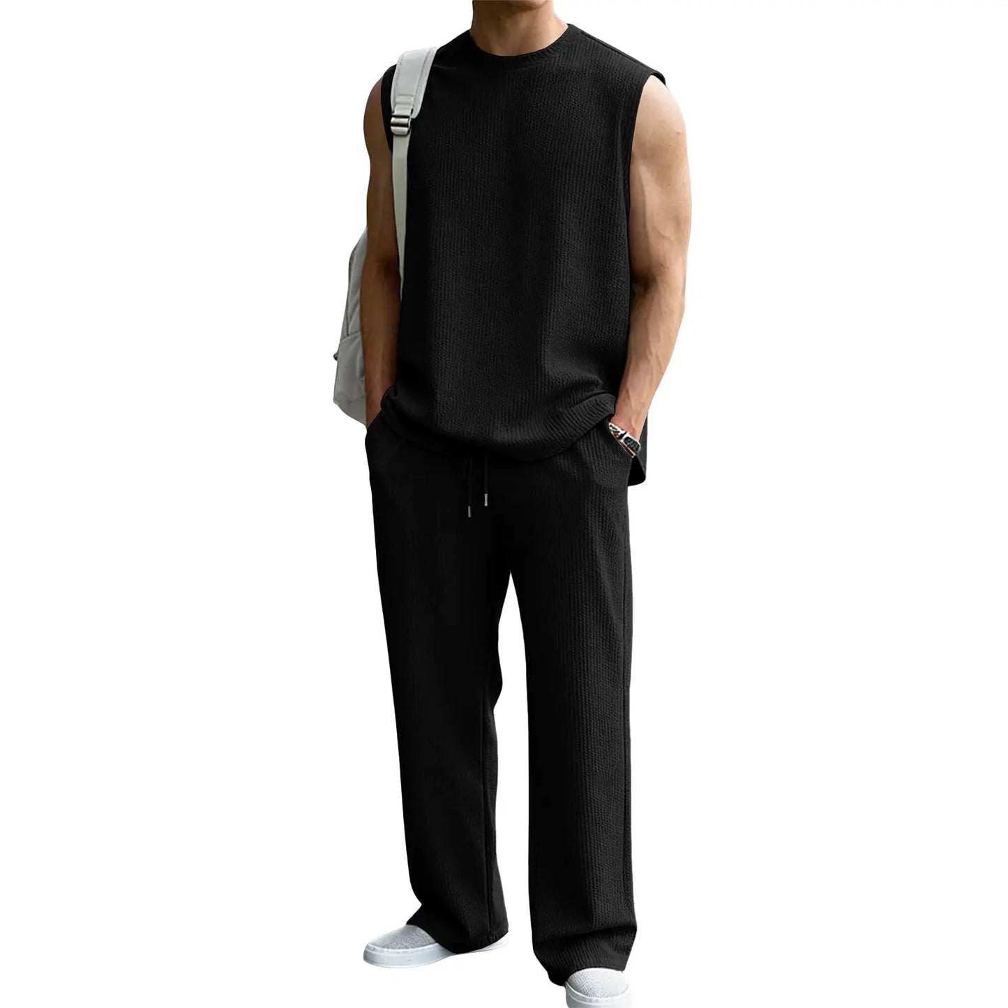 Men's 2 Piece Rib Knit Vacation Sweatsuit