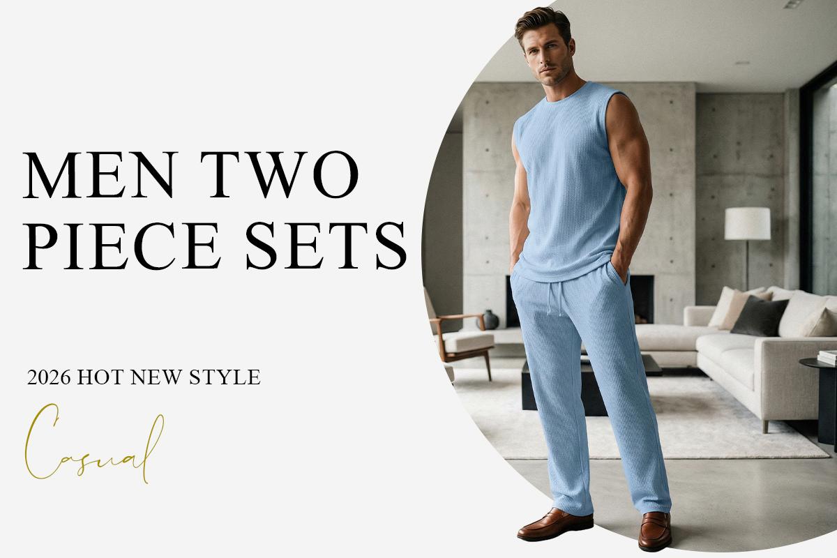 Men's 2 Piece Rib Knit Vacation Sweatsuit