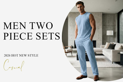Men's 2 Piece Rib Knit Vacation Sweatsuit