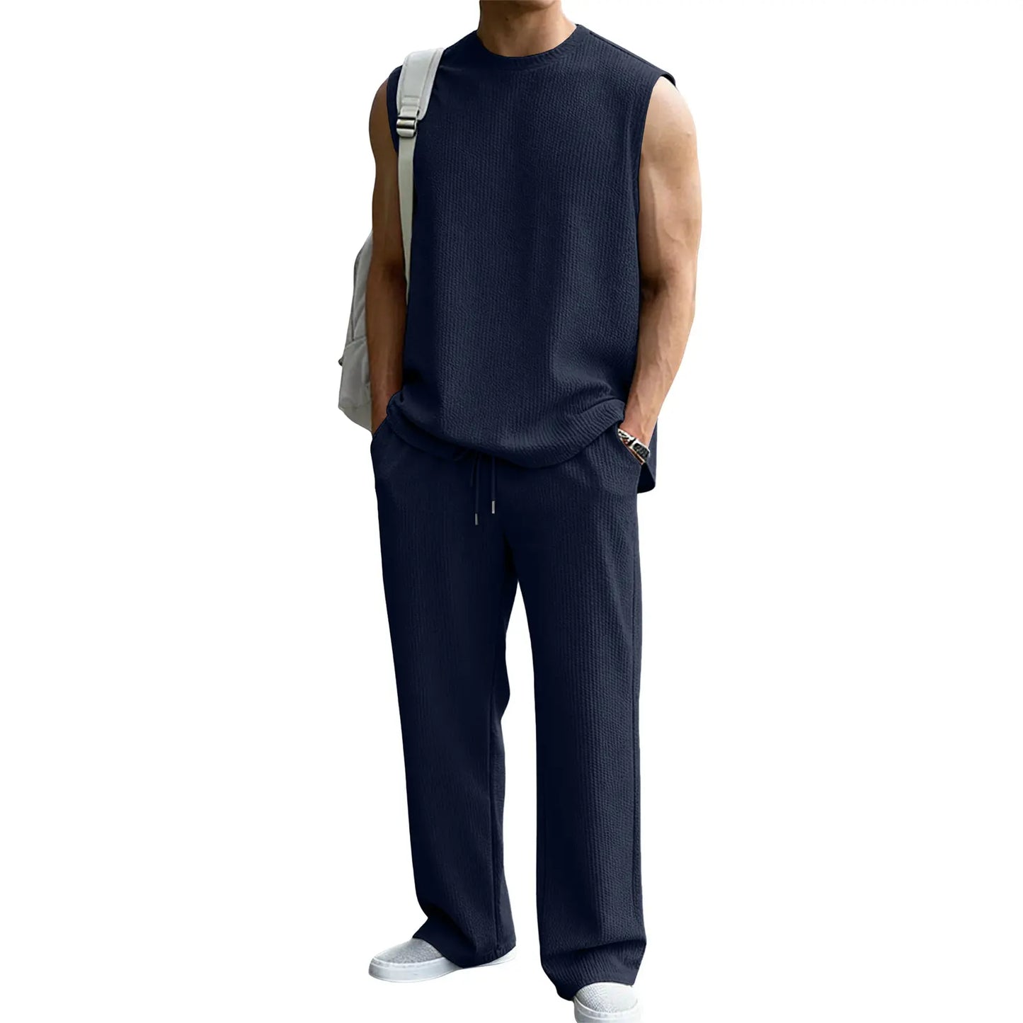 Men's 2 Piece Rib Knit Vacation Sweatsuit