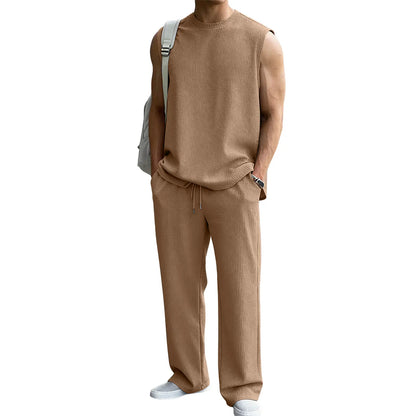 Men's 2 Piece Rib Knit Vacation Sweatsuit
