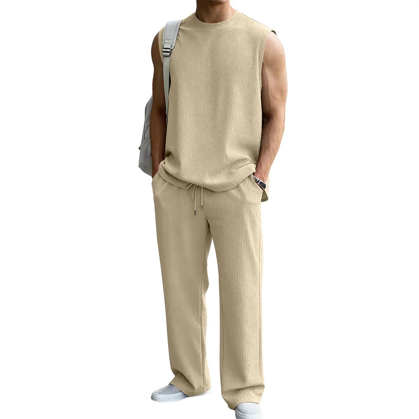 Men's 2 Piece Rib Knit Vacation Sweatsuit