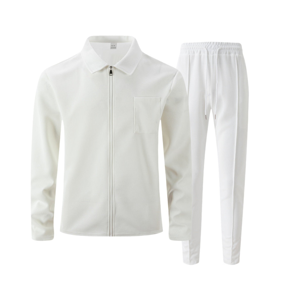 Solid color zipper placket lapel slim fit men's jacket suit