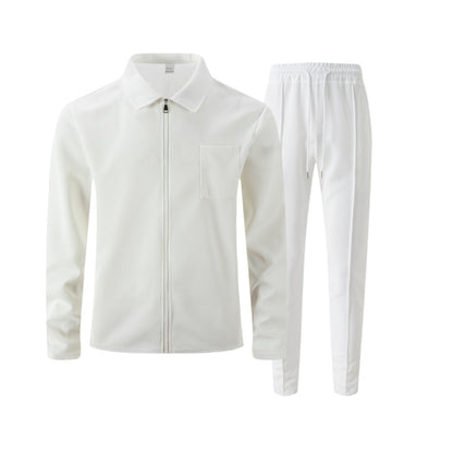 Solid color zipper placket lapel slim fit men's jacket suit