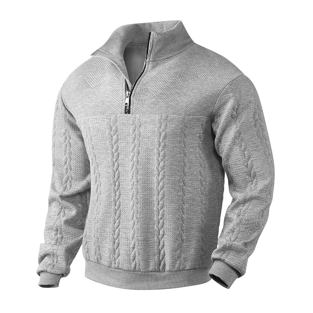 Retro Casual Cozy Cable-Knit Half-Zip Sweater