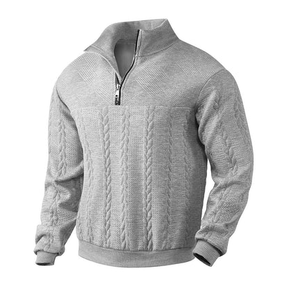 Retro Casual Cozy Cable-Knit Half-Zip Sweater