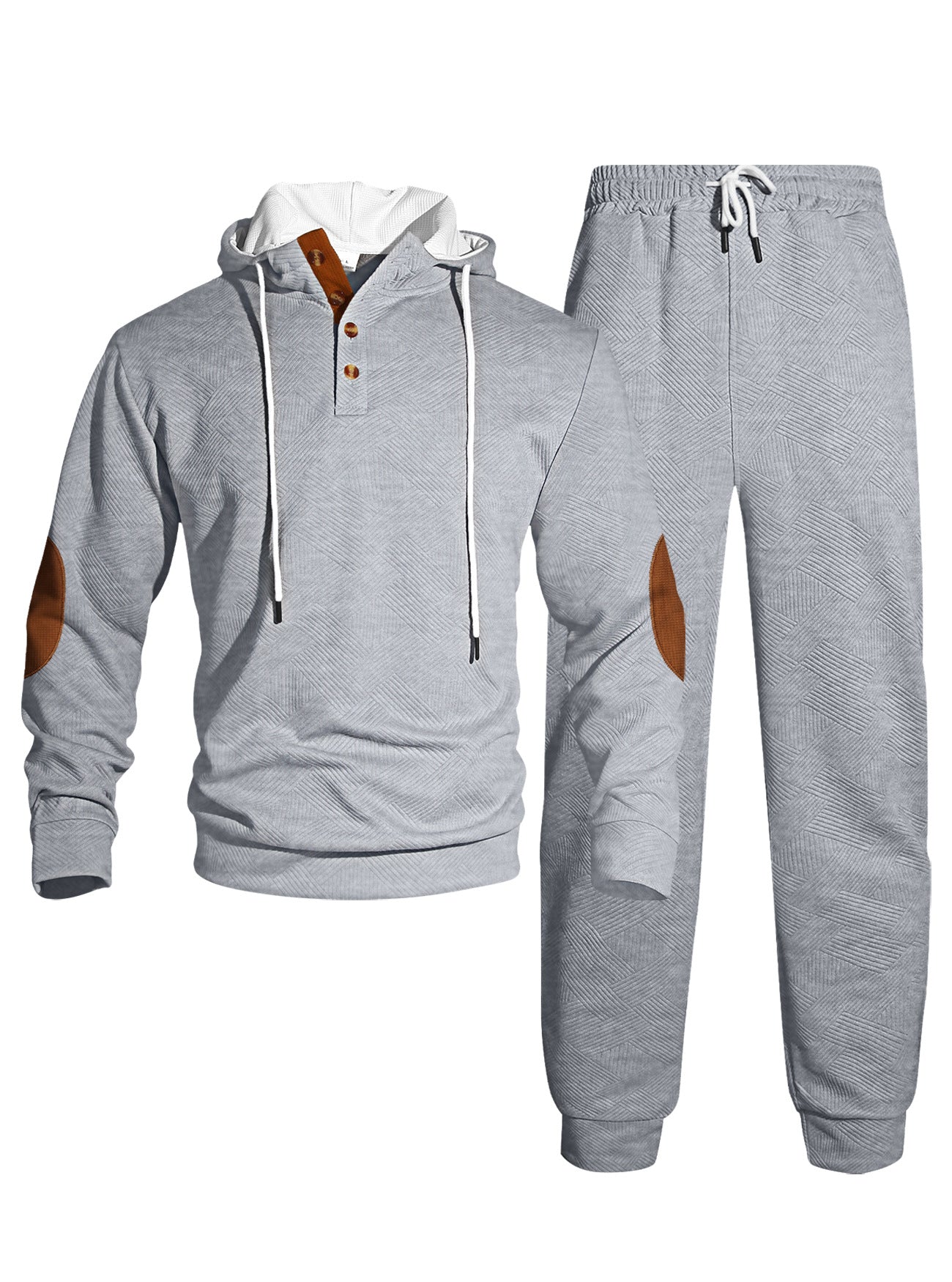 Jacquard Hoodie Street Style Casual Sports Hooded Two-Piece Set