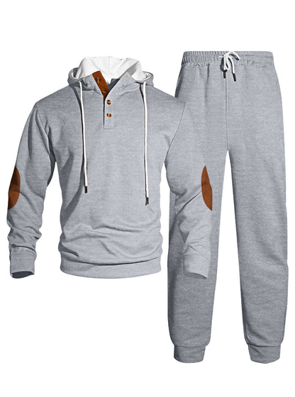 Jacquard Hoodie Street Style Casual Sports Hooded Two-Piece Set