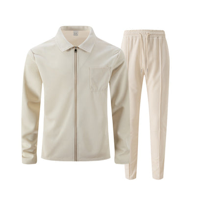 Solid color zipper placket lapel slim fit men's jacket suit