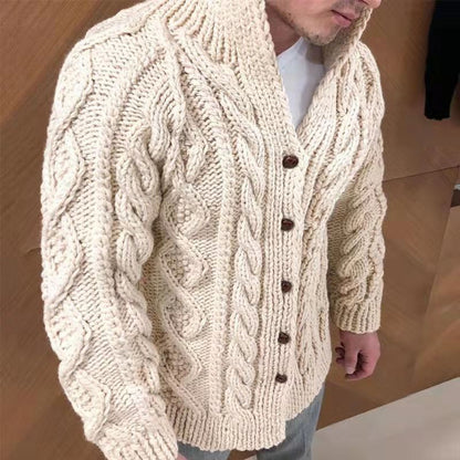 Men’s Premium Thick Cable-Knit Winter Cardigan — Ultra Warm & Heavyweight