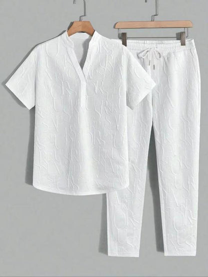 Embossed-Texture Casual Set