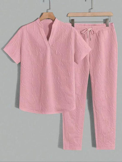 Embossed-Texture Casual Set