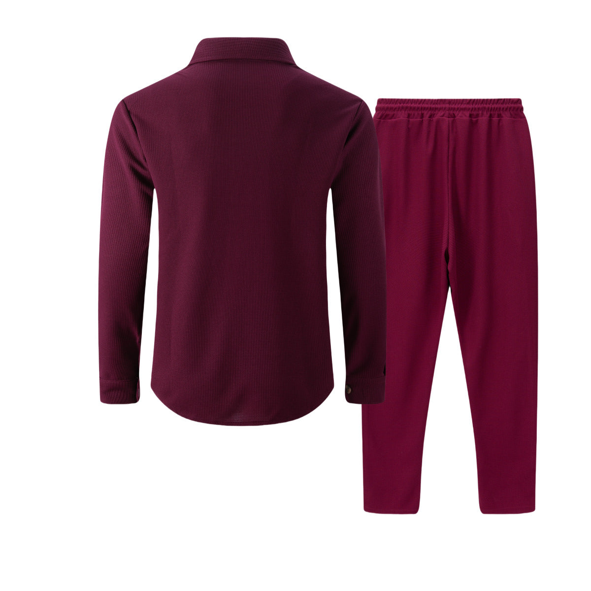 🆕🔥New waffle-print solid color double-pocket cardigan shirt set