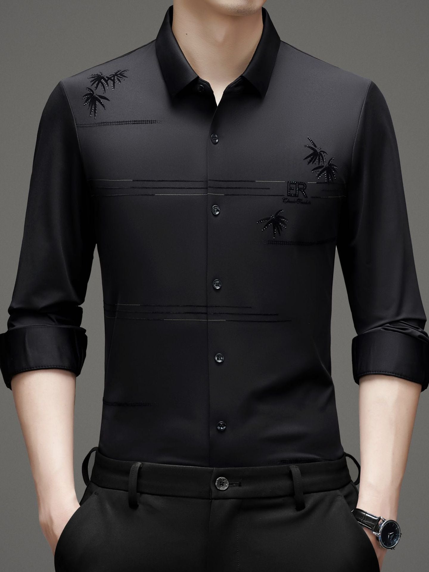 Seamless flocked long-sleeved thick shirt