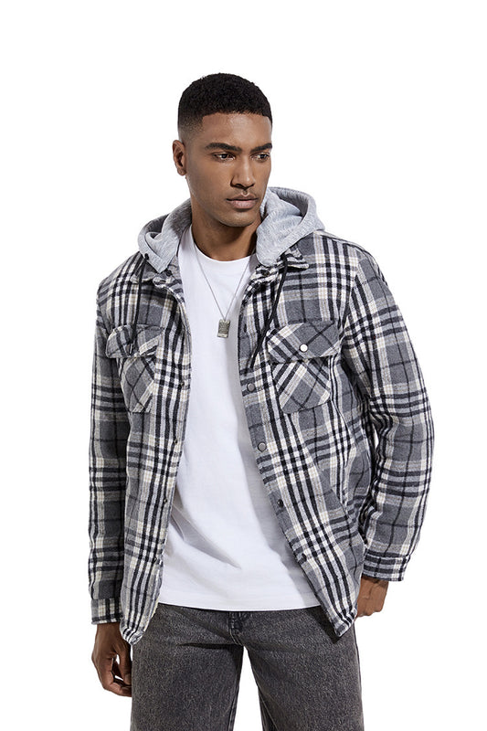 💕British style hooded plaid jacket🔥
