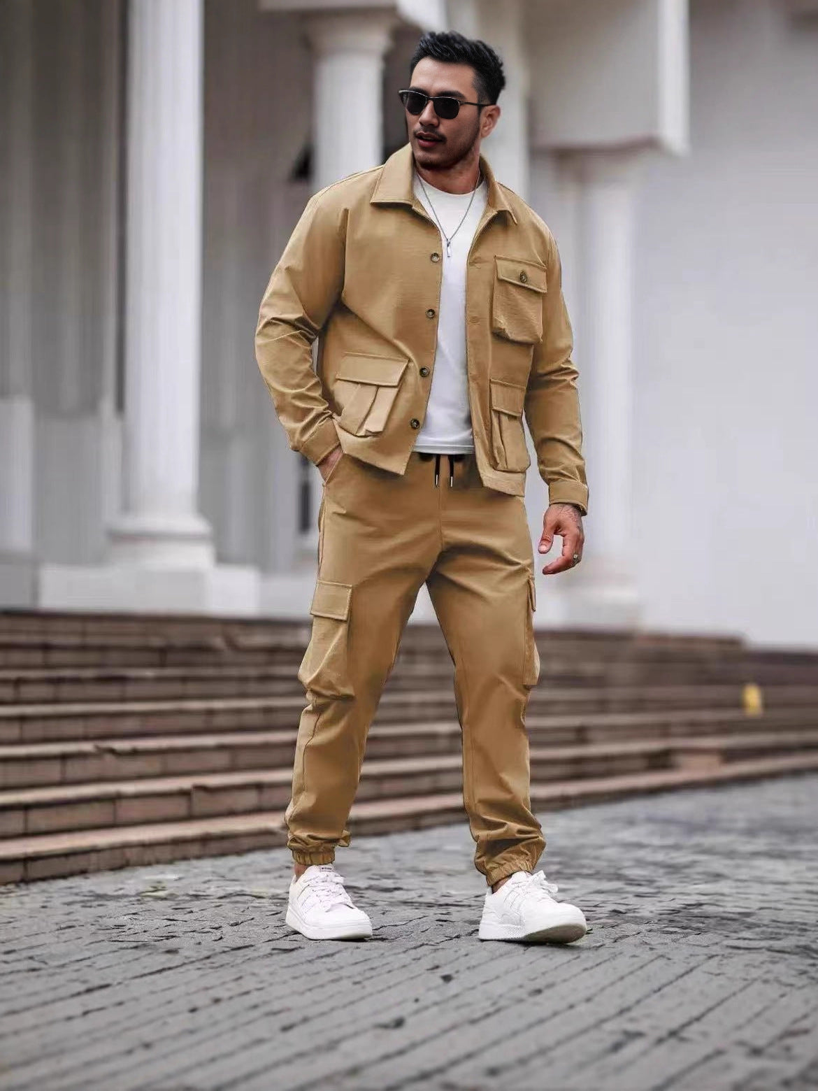 Multi-pocket tough guy jacket set