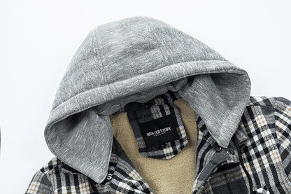 💕British style hooded plaid jacket🔥
