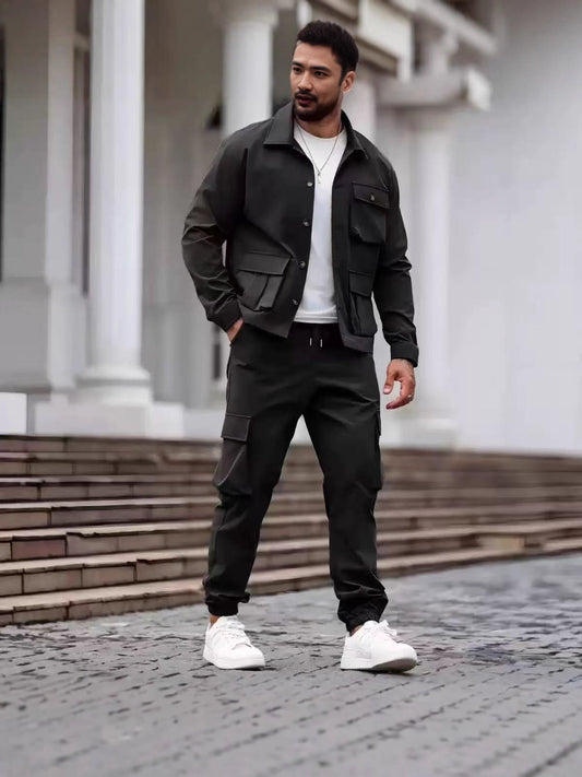 Multi-pocket tough guy jacket set