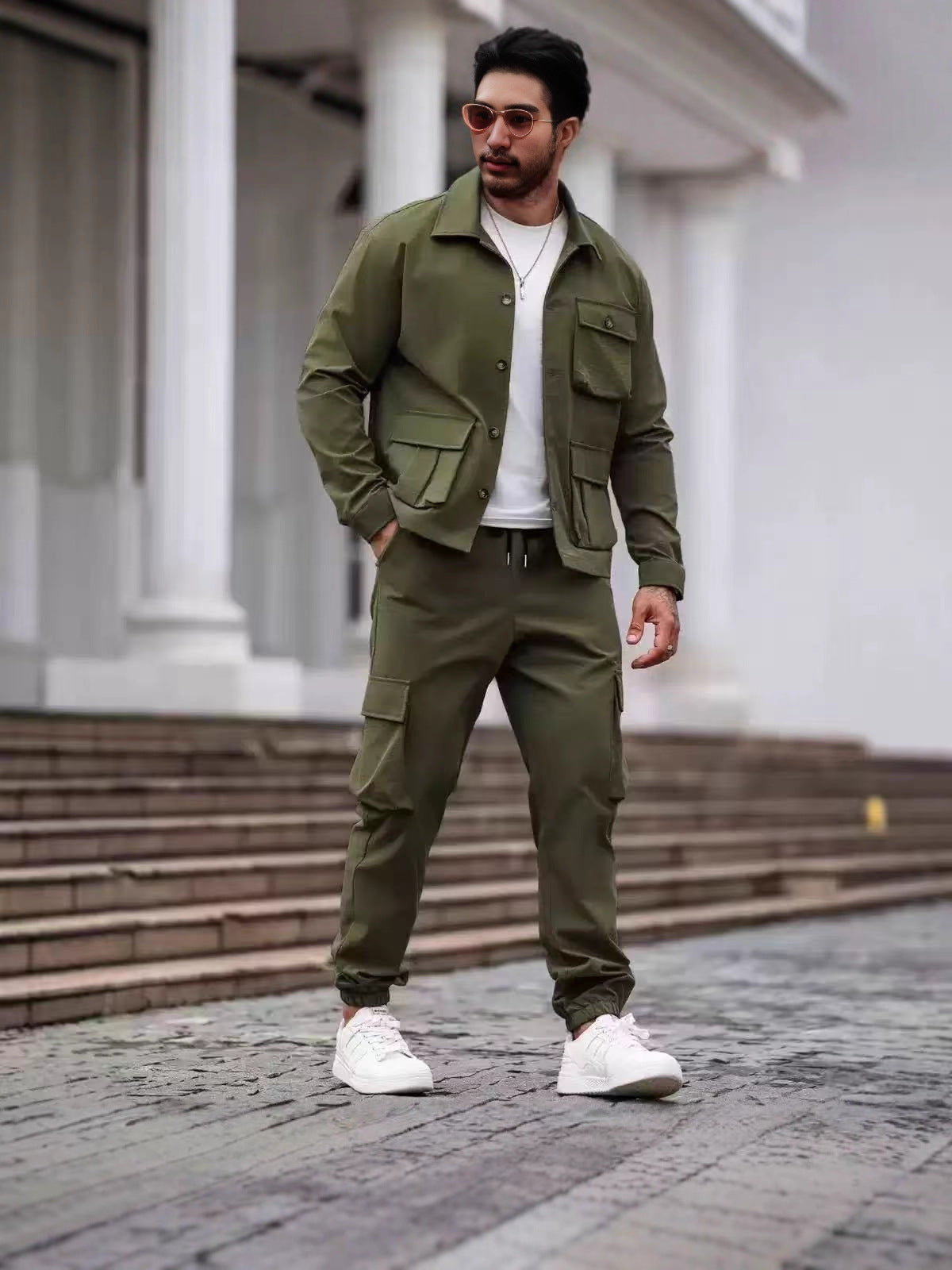 Multi-pocket tough guy jacket set