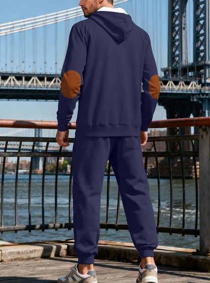 Jacquard Hoodie Street Style Casual Sports Hooded Two-Piece Set