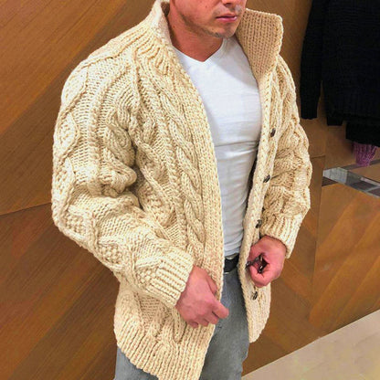 Men’s Premium Thick Cable-Knit Winter Cardigan — Ultra Warm & Heavyweight