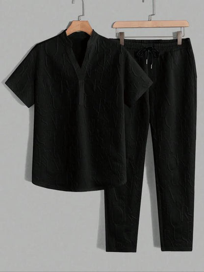 Embossed-Texture Casual Set