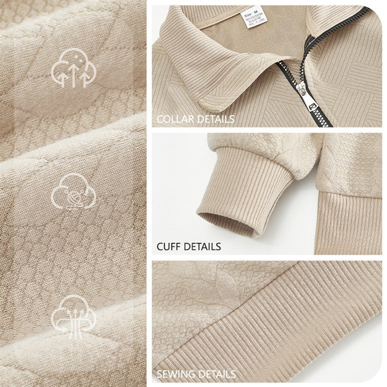 Retro Casual Cozy Cable-Knit Half-Zip Sweater