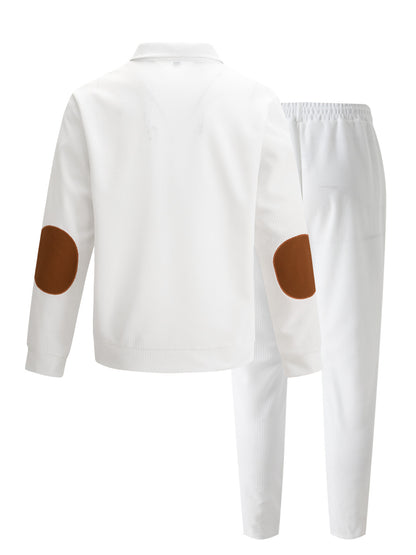 Stand-up collar elbow pad color-block set