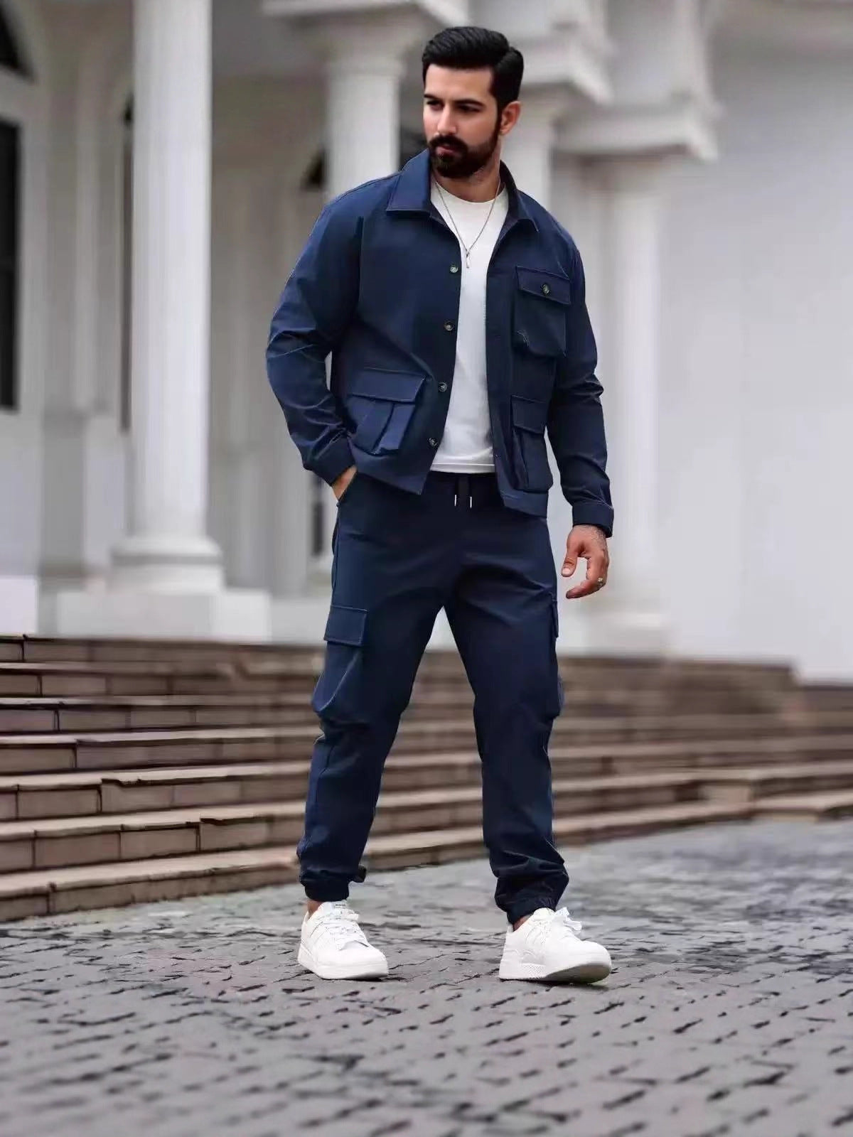 Multi-pocket tough guy jacket set