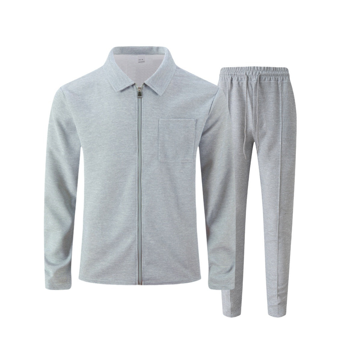 Solid color zipper placket lapel slim fit men's jacket suit