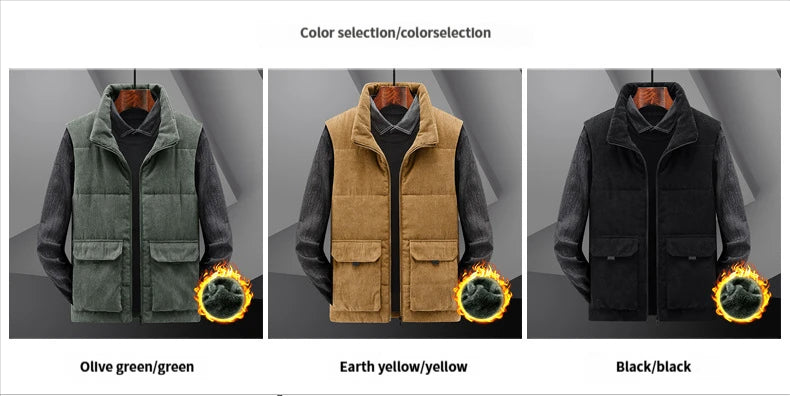 Men's fleece-lined sleeveless jacket