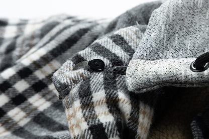 💕British style hooded plaid jacket🔥