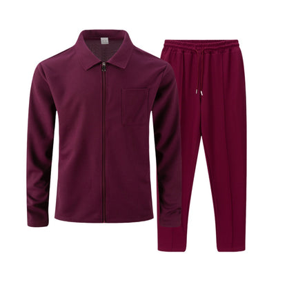 Solid color zipper placket lapel slim fit men's jacket suit