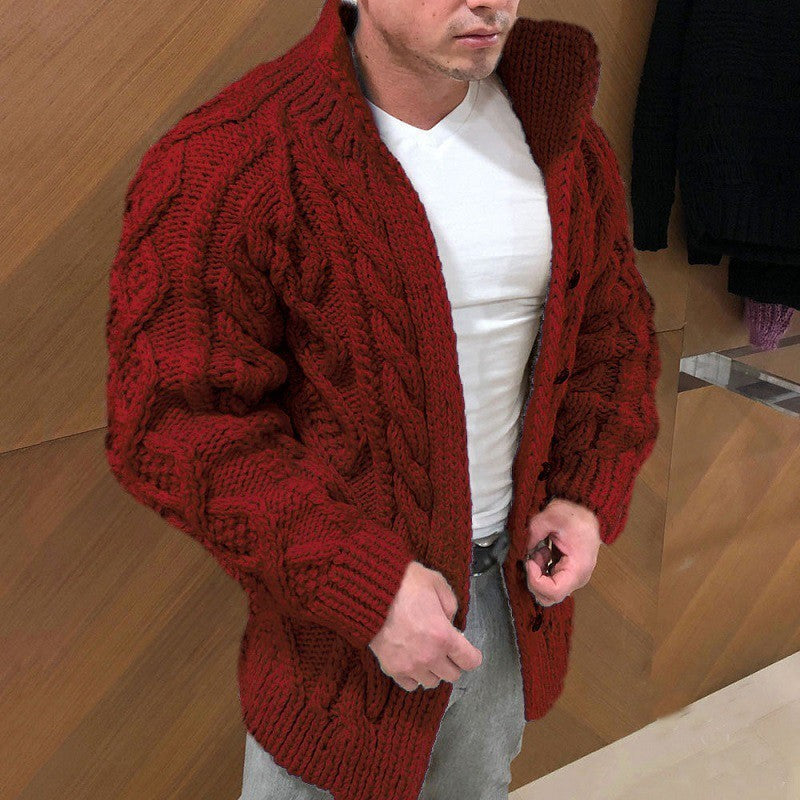 Men’s Premium Thick Cable-Knit Winter Cardigan — Ultra Warm & Heavyweight