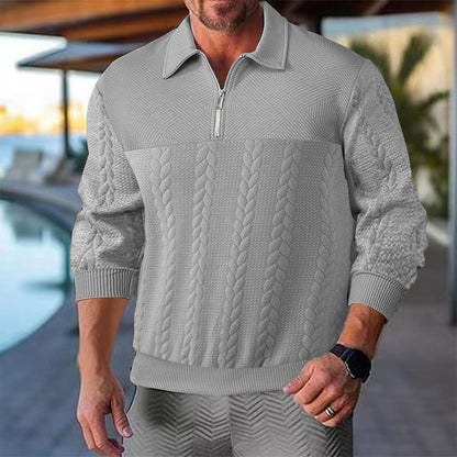 Retro Casual Cozy Cable-Knit Half-Zip Sweater