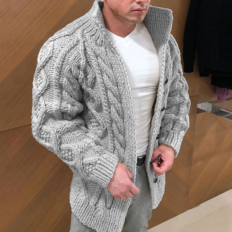 Men’s Premium Thick Cable-Knit Winter Cardigan — Ultra Warm & Heavyweight